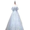 Elegante Vestido de Noche para Mujer, Estilo Azul de Alta Gama Hombros Descubiertos, Adecuado para Uso Diario, Anfitriona, Cumpleaños, Estilo Nicho Francés, Graduación