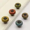 Manija de Puerta de Armario Estilo Nuevo, Manija de Cajón de Botiquín Chino Clásico Retro, Herrajes para Muebles Manija Redonda Colorida de un Solo Agujero