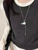 Collar de Peces Plateado Deslizante para Mujer, Nuevo Diseño Simple de Nicho, Accesorios de Invierno, Cadena Decorativa Larga Linda para Suéter