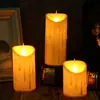 Luzes de Velas em Formato de Gota de Lágrima Conjunto de 3 Peças com 10 Luzes LED Embutidas Velas Eletrônicas para Decoração Luzes Brilhantes para Exterior