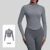 Novas Roupas de Yoga Femininas Outono Inverno Gola Alta Manga Longa Jaqueta Corrida Esportes Pilates Fitness Roupas Top