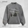 Moletom com Design de Estampa de Carta Americana Masculino Casual Solto Primavera e Outono Streetwear Marca Tendência ins Roupa Esportiva