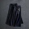 Jeans rectos de mezclilla retro americano con costuras azules, unisex, modernos, estampado de letras góticas, corte holgado, pierna ancha, pantalones largos