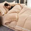 Conjunto de Quatro Peças Inverno Classe A Estilo Levemente Luxuoso Todo Fosco Esculpido Leite Fleece Cobertor Quente Espesso Lençol de Cama Roupa de Cama