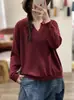 Suéter Pulóver Nuevo de Encaje para Cuello, Colección Otoño/Invierno 2026, Color Sólido, Top Casual de Manga Larga Holgado de Punto para Mujer