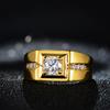 Anel Masculino Elegante Banhado a Ouro 24k Anel Aberto Agressivo Anel de Diamante Simulado Anel Vivo Joia