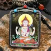 Nuevo collar colgante caja gawu thangka de oro laminado Sichuan-Tíbet mantra de seis palabras colgante caja thangka Tíbet venta al por mayor colgante