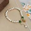 Nuevo Estilo Chino Retro Elegante, Lujo Accesible y Pulsera de Ágata con Perlas de Agua Dulce de Gama Alta, Moda de Nicho, Joyería de Mano Versátil y Personalizada