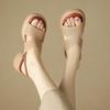 Sandálias femininas de salto grosso e salto grosso com tiras abertas, sapatos romanos ocos de salto alto confortáveis para o verão, todos os sapatos femininos combinados