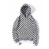 Marca de Tendencia Europea y Americana Sudadera con Capucha Gruesa a Cuadros Negros y Blancos Estilo Oversize Unisex con Forro de Polar Ropa de Manga Larga para Hombre
