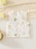 Colete matelassê de algodão puro para bebê, estilo primavera e outono, colete com estampa de desenho animado para meninos e meninas, blusa espessa e quente