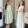 Moda Sencilla Holgada Cubre Piel Falda Larga Media de Gasa Versátil Adelgazante Vestido de Maternidad Nuevo Verano 2025