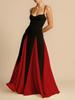 Moda Elegante para Mujer Transfronteriza Sexy Moda de Club Nocturno Hombro Descubierto Costuras Tirante Grande Vestido de Tirantes Vestido de Noche para Mujer
