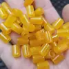 Cuentas de Jade Amarillo con Agujero Grande de Tubo Recto, Cuentas Sueltas de Jade, Cuarzo Amarillo Gallina Aceite Roca, Cuentas de Columna Recta, Accesorios para Joyería de Tubo Recto