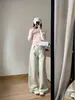 Pantalones caqui de cintura alta holgados de pierna ancha para mujeres petite, pantalones adelgazantes de otoño temprano, longitud hasta el suelo, color albaricoque, jeans de temperamento versátil
