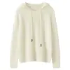 Nuevo suéter de cachemir 100% puro Yuanbaozhen para otoño e invierno para mujer, sudadera con capucha tejida con mangas insertadas, color liso