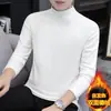 Camiseta masculina de manga comprida térmica dupla face com gola alta para outono e inverno, roupa íntima quente de temperatura constante, camiseta básica lisa para atacado