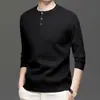 Nueva camiseta interior de punto para hombre de otoño e invierno, estilo coreano, suéter pullover casual de color liso con cuello redondo, moda para hombres de mediana edad
