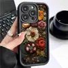 Patrón de Flor de Lana Negro Nuevo Diseño de Ranura Adecuado para Funda de Teléfono iPhone 14/15/16/17 Pro Max