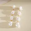 Brincos de Franja com Pérolas Irregulares Estilo Europeu e Americano, Design Geométrico Minimalista, Brincos Versáteis com um Toque de Nicho de Luxo