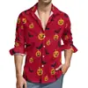 Nueva Camisa Hawaiana de Manga Larga Casual para Hombre Impresa en 3D Serie de Halloween de Comercio Exterior Más Vendida Transfronteriza