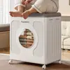 Cesta de almacenamiento de plástico para el hogar estilo japonés con tapa abatible, multifuncional, con ruedas, para doblar y guardar ropa, gran capacidad