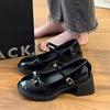 Zapatos Mary Jane Retro Franceses de Tacón Alto para Mujer 2026 Nuevo Verano Lazo Nudo Marrón Punta Redonda Estilo Británico Zapatos Pequeños de Cuero