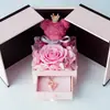 Adorno de Cúpula de Cristal con Flores Preservadas de Kunming, Yunnan, Corazón Pequeño, Puerta Doble, Estilo Aleatorio, Regalo para Novia
