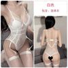 Lencería Sexy Guiruo con Botones Ocultos, Entrepierna Abierta, Malla Transparente, Atractivo Body Acolchado Uniforme Conjunto para Mujer 1379