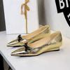7200-H81 Hepburn Leve Luxo Salto Plataforma Versátil Bico Fino Slip-On com Laço, Sapatilhas Femininas Elegantes de Alta Qualidade