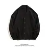 Chaqueta Suéter Retro Japonesa de Cuello V para Hombre, Cárdigan Holgado de Primavera y Otoño, Ropa de Punto Estilo Perezoso, Suéter Versátil de Moda