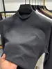 Sudadera Térmica de Manga Larga Derong para Hombre Otoño e Invierno Pulóver Cálido Top Color Sólido Doble Cara Cepillado Cuello Semi Alto Camiseta Gruesa