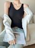 Camisola de punto con escote en V para mujer, ropa interior, top sexy ajustado para primavera y otoño y verano
