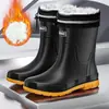 Botas de lluvia impermeables, antideslizantes y resistentes al desgaste para hombre, de media pantorrilla, con puños elásticos, adecuadas para pescar, uso en la cocina y el trabajo
