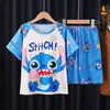 Pijama de Dos Piezas de Manga Corta para Niñas, Ropa de Casa Infantil Temática de Dibujos Animados para Niños, Ropa de Casa Infantil de Verano de Moda