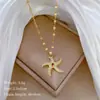 [Aço titânio] estrelas do mar giratórias luxo leve elegante deslumbrante colar cravejado de diamantes corrente de clavícula versátil feminina corrente de aço titânio