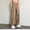 Pantalones casuales de seda de hielo para hombre, moda de verano, marca, pantalones rectos con caída, pantalones casuales holgados para traje