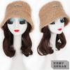 Peluca de sombrero todo en uno para mujer, cabello largo y rizado, de piel de cordero, estilo pescador, para otoño e invierno, con combinación de cabello corto y rizado.