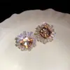 Pendientes de Borla Redonda con Circonita de Aguja Plateada Estilo Nuevo Retro Elegantes Versátiles Pendientes de Lujo Ligero de Gama Alta para Mujer