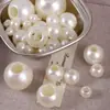 Contas imitação de pérola de furo reto grande em ABS, contas soltas perfuradas para acessórios de joias de pulseira e colar feitos à mão DIY