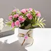 Lila Pequeño Bonsái Flor Artificial Decoración del Hogar Interior Escritorio Pequeños Adornos Accesorios para Fotografía Planta Verde Artificial Plantas en Maceta