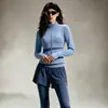 Conjunto de Yoga para Mulheres 2026 Novo Jaqueta com Gola Alta e Zíper Saia Calça Falsa de Duas Peças Pilates Corrida Fitness Roupa Esportiva
