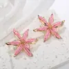 Pendientes de Metal con Borde de Colores Estilo Resort Transfronterizos, Pendientes Estilo Europeo y Americano, Tachuelas de Flor de Rafia Hechas a Mano
