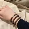 Nueva Pulsera Fresca de Doble Capa Pulsera de Madera Colocación de Madera Dongling Slub Pulsera Multicírculo para Niña Combinación con Todo