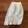 ¡Altamente Recomendado! Falda Blanca de Lino Estilo Francés para Mujer, Nuevo Modelo de Verano, Amigable con la Piel, Transpirable, Falda de Paraguas de Cintura Alta