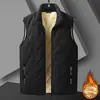 Colete Elegante para Comércio Exterior Estilo Outono Inverno Veludo Plus Espessado Confortável Quente Colete de Lã de Cordeiro Gola Alta Colete Jaqueta Masculino
