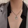 Collar vintage envejecido de plata 925 con forma de ángel, moneda, disco, cadena de suéter, diseño de nicho, cadena de clavícula femenina