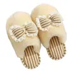 Lindas Pantuflas de Algodón con Moño para Mujer, Nuevo Estilo Otoño/Invierno 2026, Pantuflas de Felpa Cálidas Antideslizantes para Interior del Hogar para Mujer