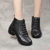 Zapatos de baile cuadrados con suela suave de piel de vaca para mujer, calzado informal de cuero genuino, estilo marinero, para otoño e invierno, modernos