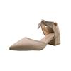 2024 Primavera e Verão Novos Sapatos Femininos Estilo Coreano Salto Grosso Pontiagudo Laço Oco Sapatos Moda Salto Alto